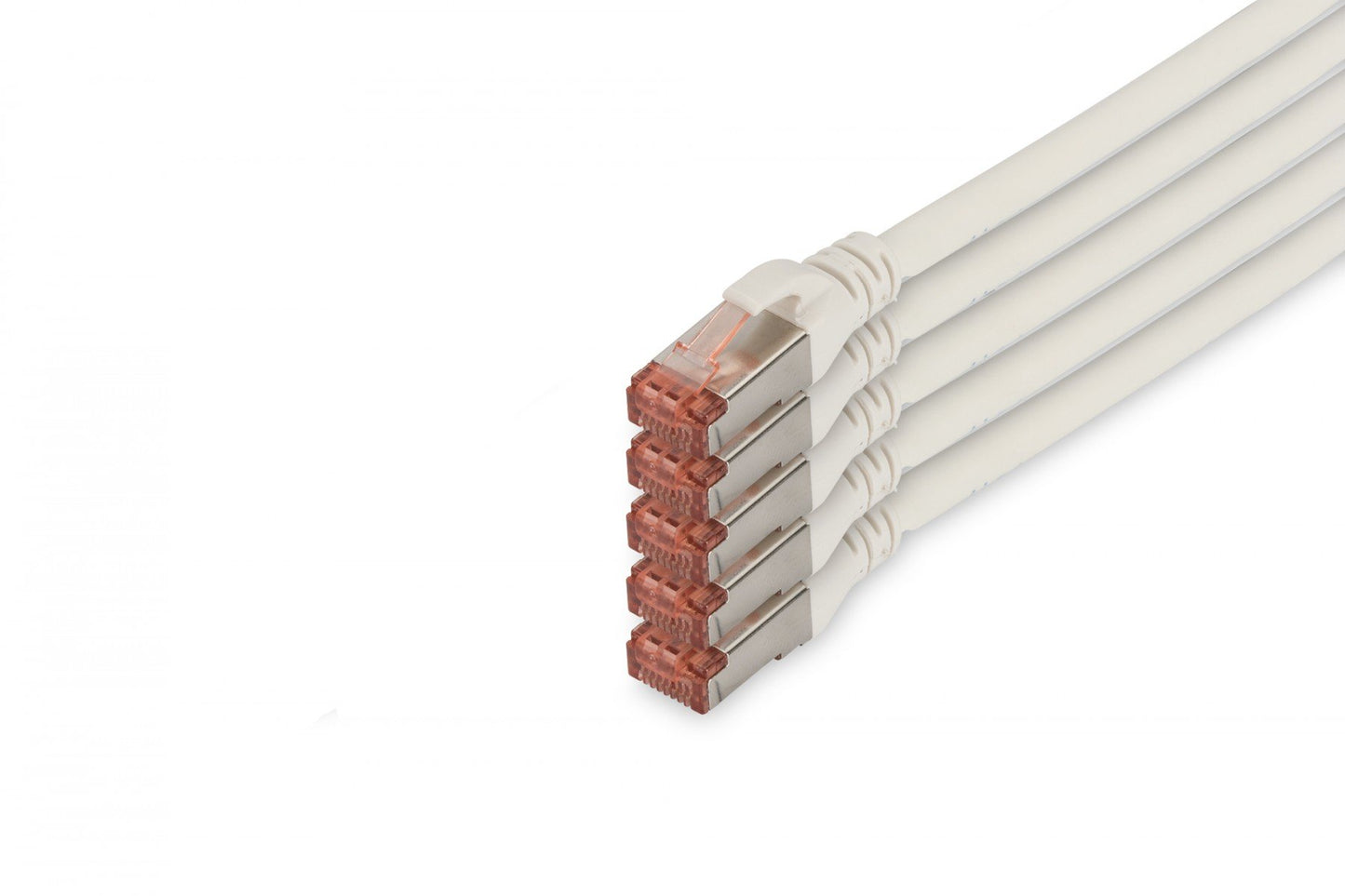 CAT 6 S-FTP patch cord, Cu, LSZH AWG 27/7, length 10 m, 5 pieces, color white