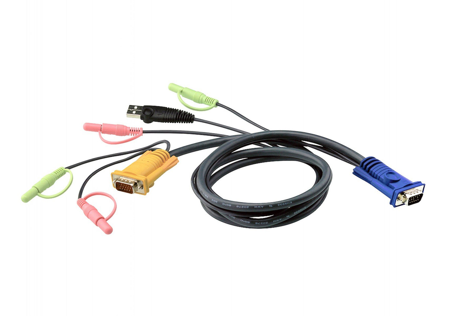 USB KVM Cable 5m - 5 m - VGA - Black - HDB-15 - USB A - 2 x 3.5mm - SPHD-15 - 2 x 3.5mm - Male