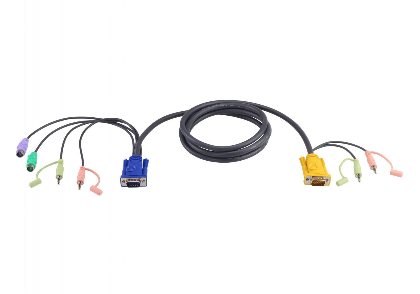 PS/2 KVM Cable 1,8m - 1.8 m - PS/2 - PS/2 - VGA - Black - HDB-15 - 2 x PS/2 - 2 x 3.5mm