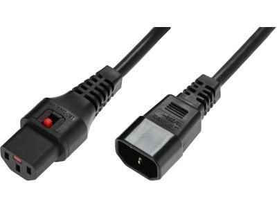 IEC C14/IEC C13 Straight M/F 3m Black Power Cable with IEC LOCK