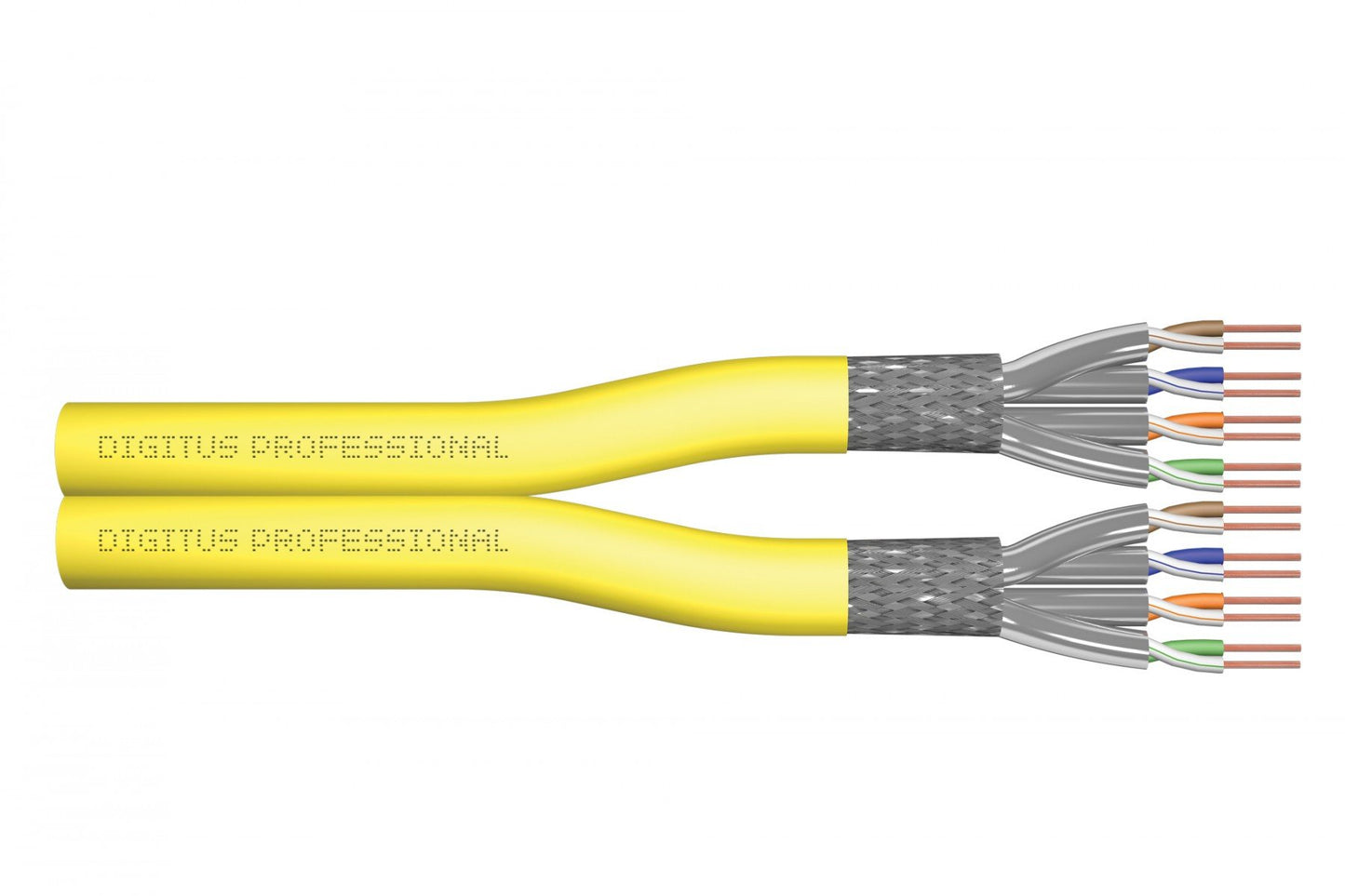 DIGITUS duplex installation cable Cat.7A, S/FTP, Dca, AWG 23/1, LSOH, 100 m, yellow, reel
