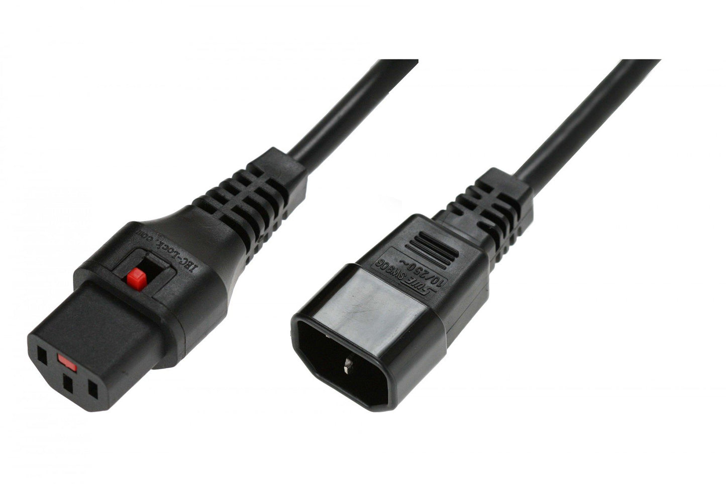 IEC C14/IEC C13 Straight M/F 5m Black Power Cable with IEC LOCK