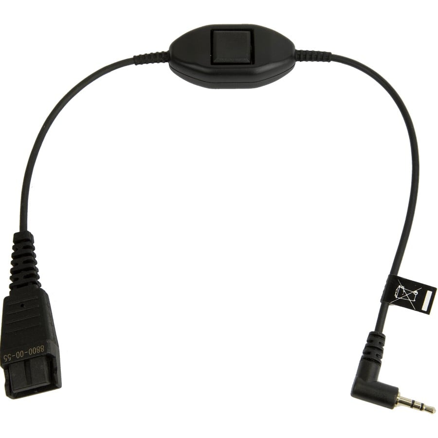 QD Cord to 2,5mm pin plug, straight, 0,3 meters, with call answering at cord, e.g. for Philips, Ericsson