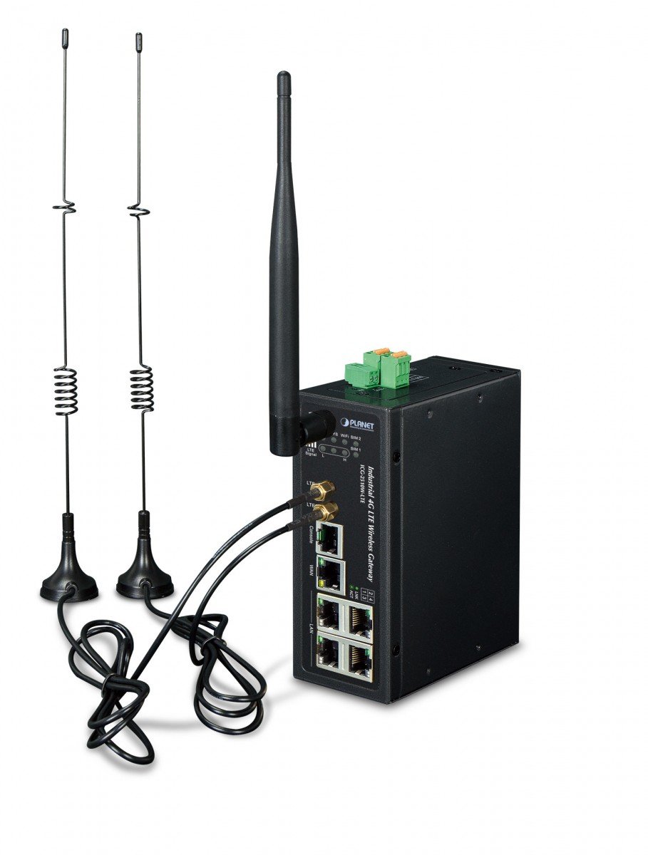 Planet ICG-2510W-LTE-US Industrial 4G LTE Cellular Wireless Gateway with 5-Port 10/100/1000T (2 Module SIM Card Slots, 802.11ac Dual Band, 1 RS232/RS485, DI/DO,