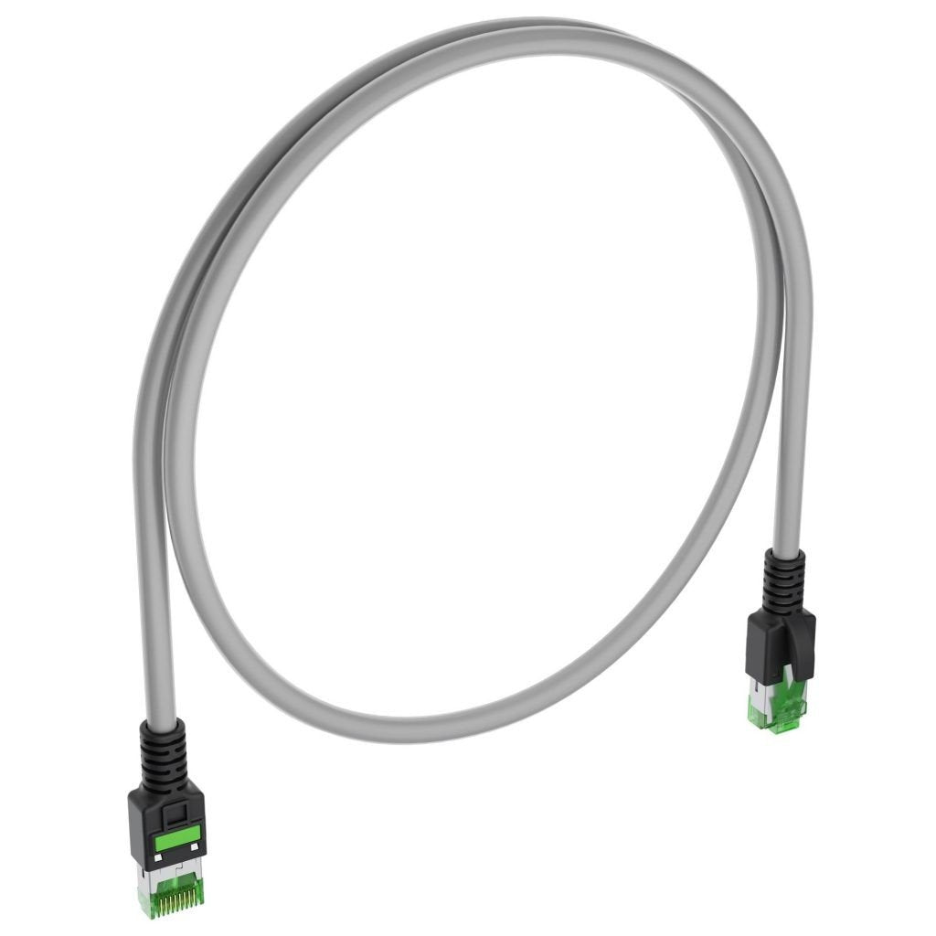 Fibrain Data Patchcord Cat.5e U/FTP 2m Grey Cable, Green Connector, Green Icon