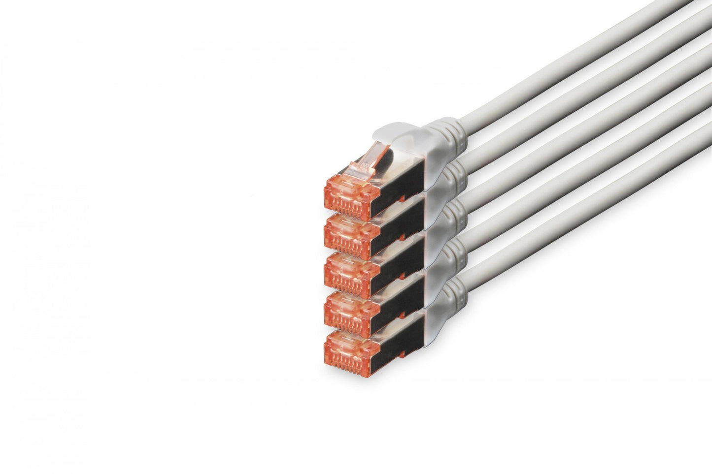 CAT 6 S-FTP patch cord, Cu, LSZH AWG 27/7, length 20 m, 5 pieces, color grey