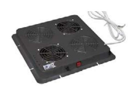 Fan Panel 2-Fan Roof-Rack-Floor with Thermostat 1HE RAL 9005