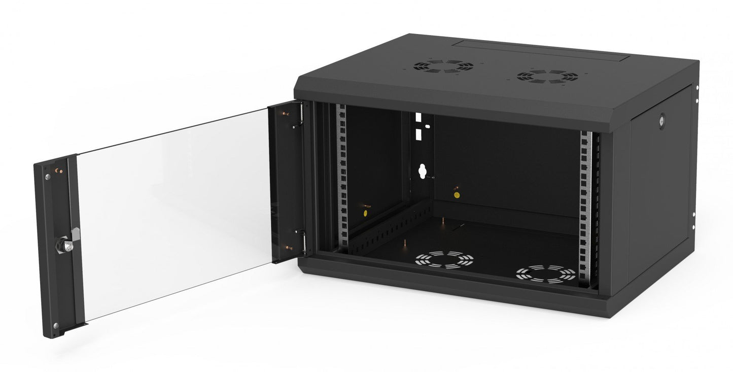 Wall mount cabinet Z-Cube 10U/600/450, glass door, removable side panel, RAL 9005 (welded construction - capacity 60kg)