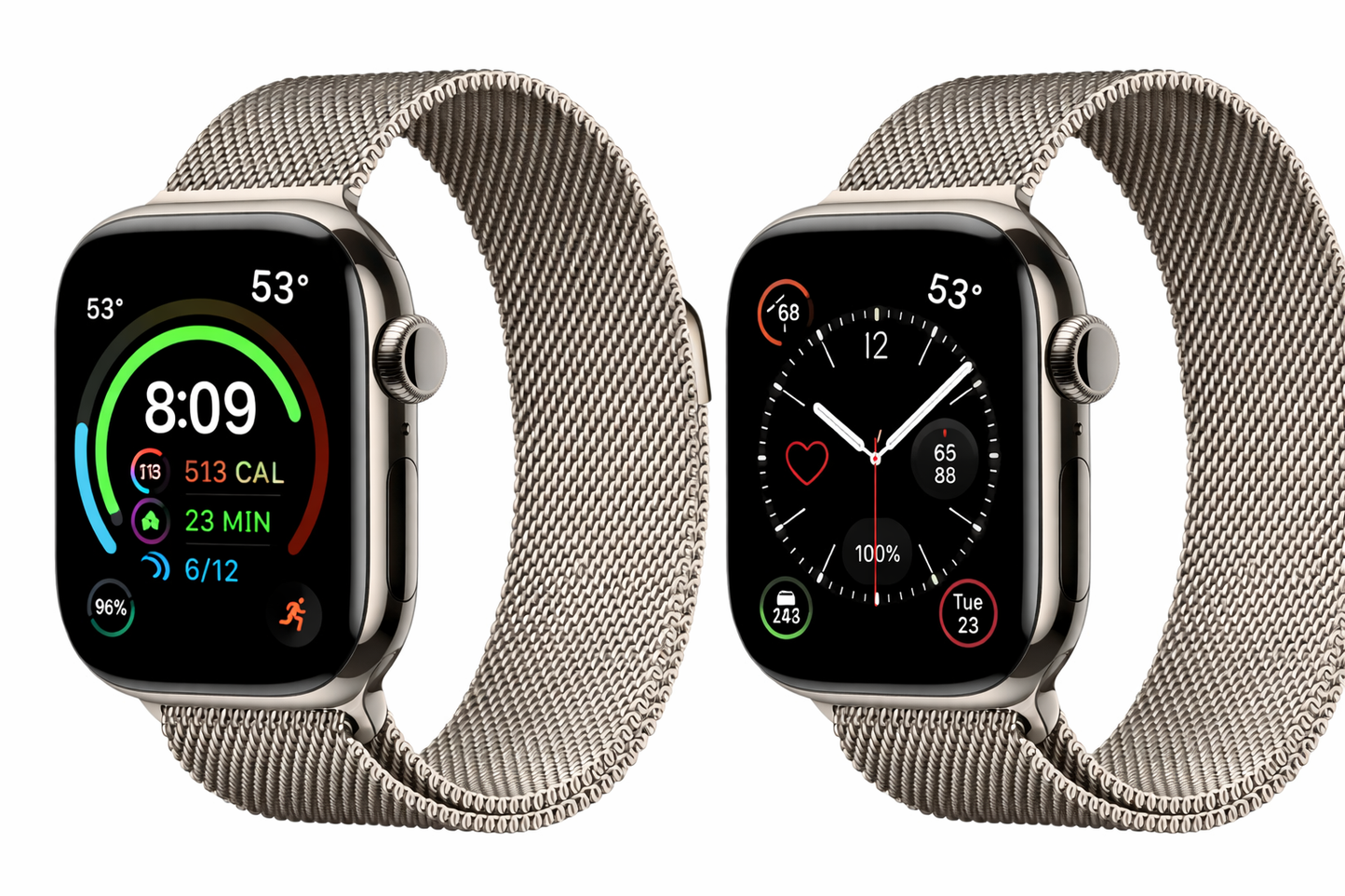 Apple Watch Series 11 GPS + Cellular 42mm Natural Titanium Case with Natural Milanese Loop