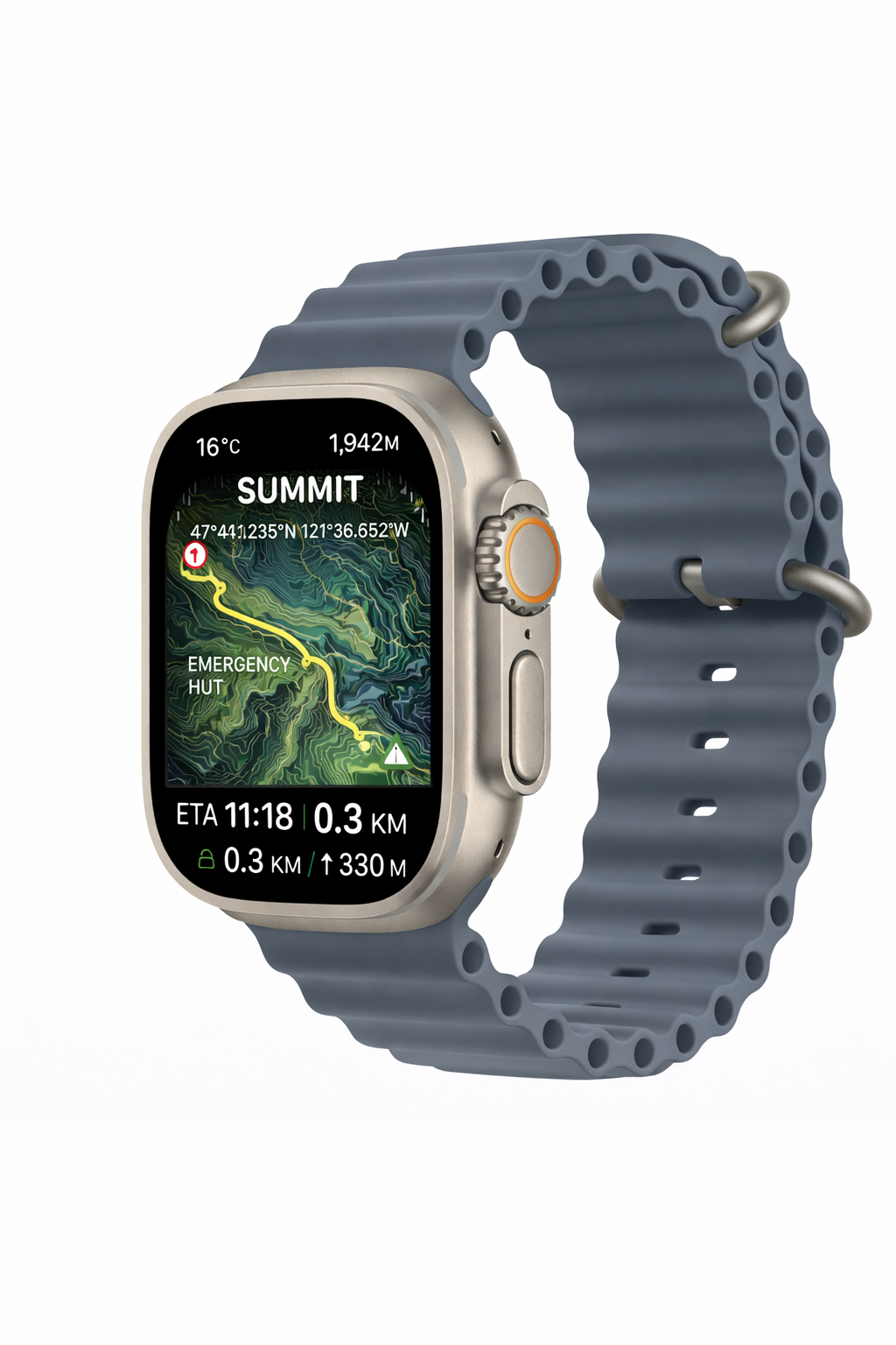 Apple Watch Ultra 3 GPS + Cellular 49mm Natural Titanium Case with Anchor Blue Ocean Band
