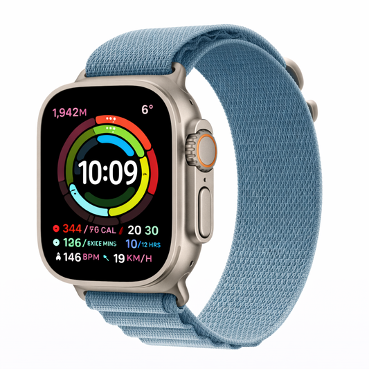 Apple Watch Ultra 3 GPS + Cellular 49mm Natural Titanium Case with Light Blue Alpine Loop - Small