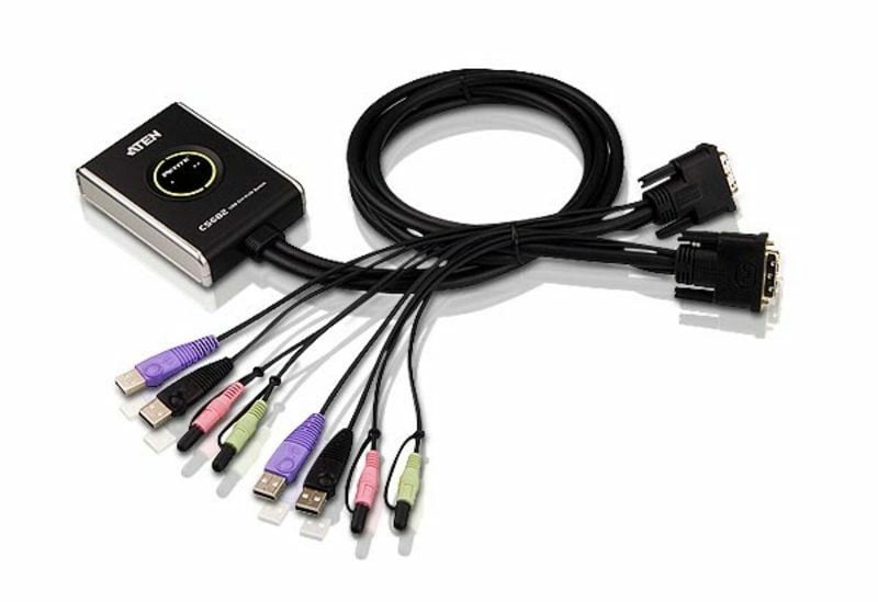 ATEN 2-Port USB DVI/Audio Cable KVM Switch with Remote Port Selector