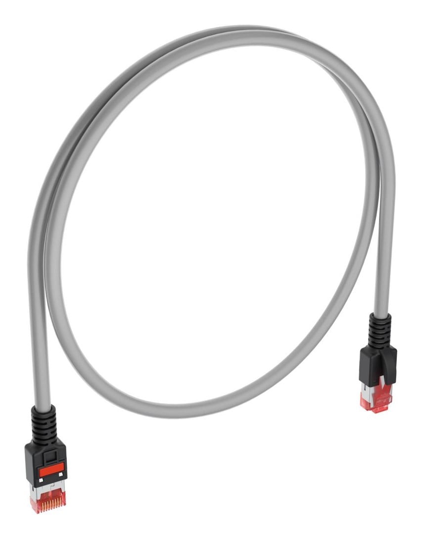 Fibrain Data Patchcord Cat.5e U/UTP 2m Grey Cable, Red Connector, Red Icon