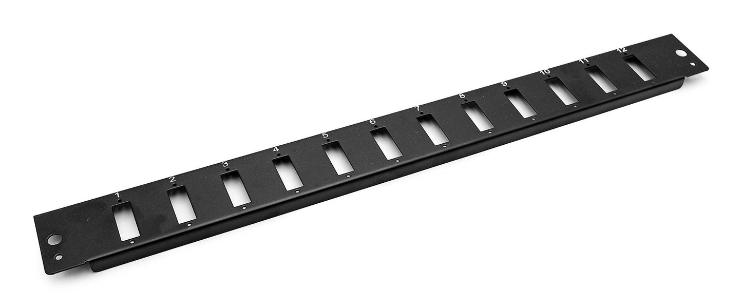 FO front plate for fiber optic panel (for DN-96200-QL) 12x SC duplex 1U, black