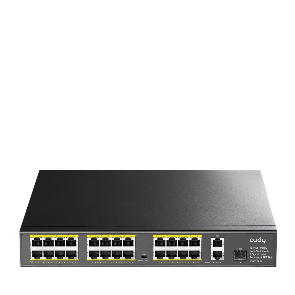 Cudy 24-Port 10/100M PoE+ Switch with 2 Gigabit Port+ 1SFP 300W Unmanaged
