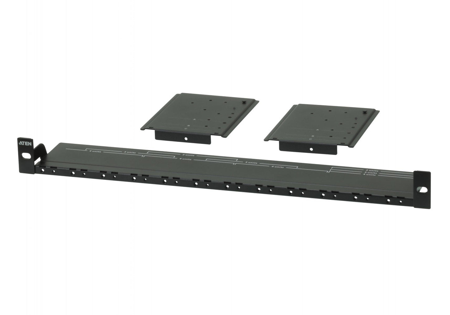 Video Extender Rack Mount Kit; Rack mounting for 1 to 4 extenders - Mounting plate - Black - 1U - CS72D - CS72E - CS74D - CS74E - CE611 - KE8900ST - KE9900ST -