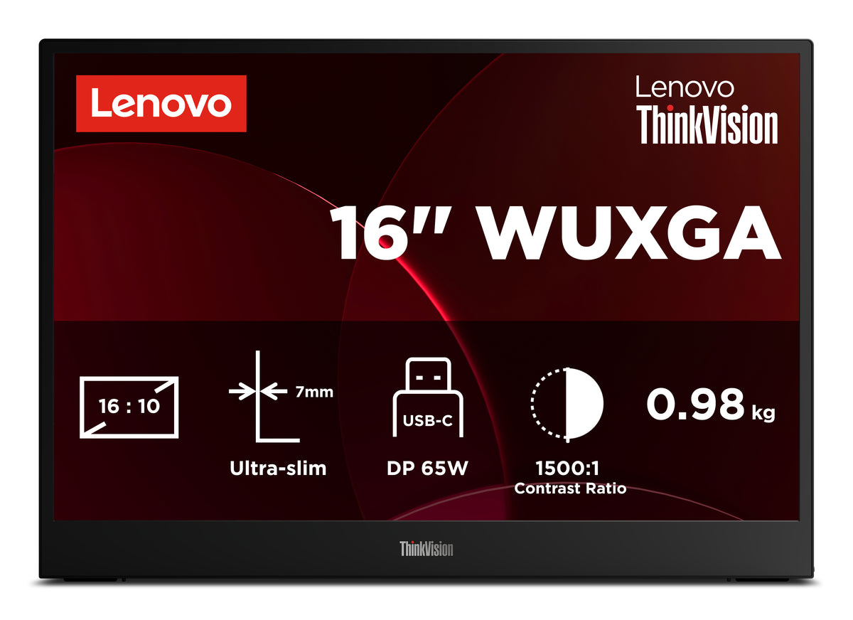Lenovo Monitor ThinkVision M16 16" IPS WUXGA AG 300cd 1500:1 60Hz 2x USB Typ C Mobile Tilt Lift