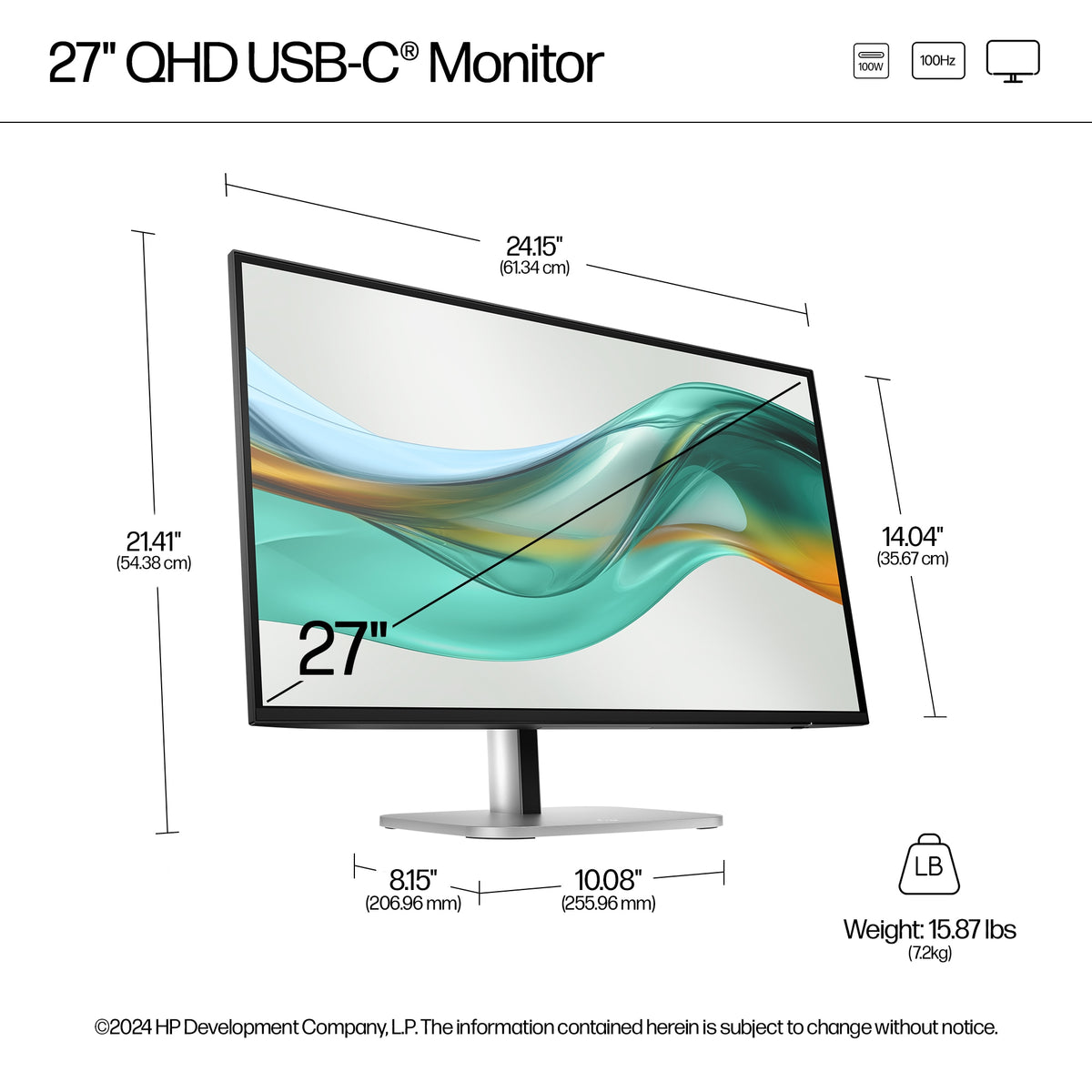 HP Inc. HP S5 Pro 527PU 27 QHD 16:9 2560X1440 IPS 350CD 1500:1 USB-C DP HDMI 3/3/0