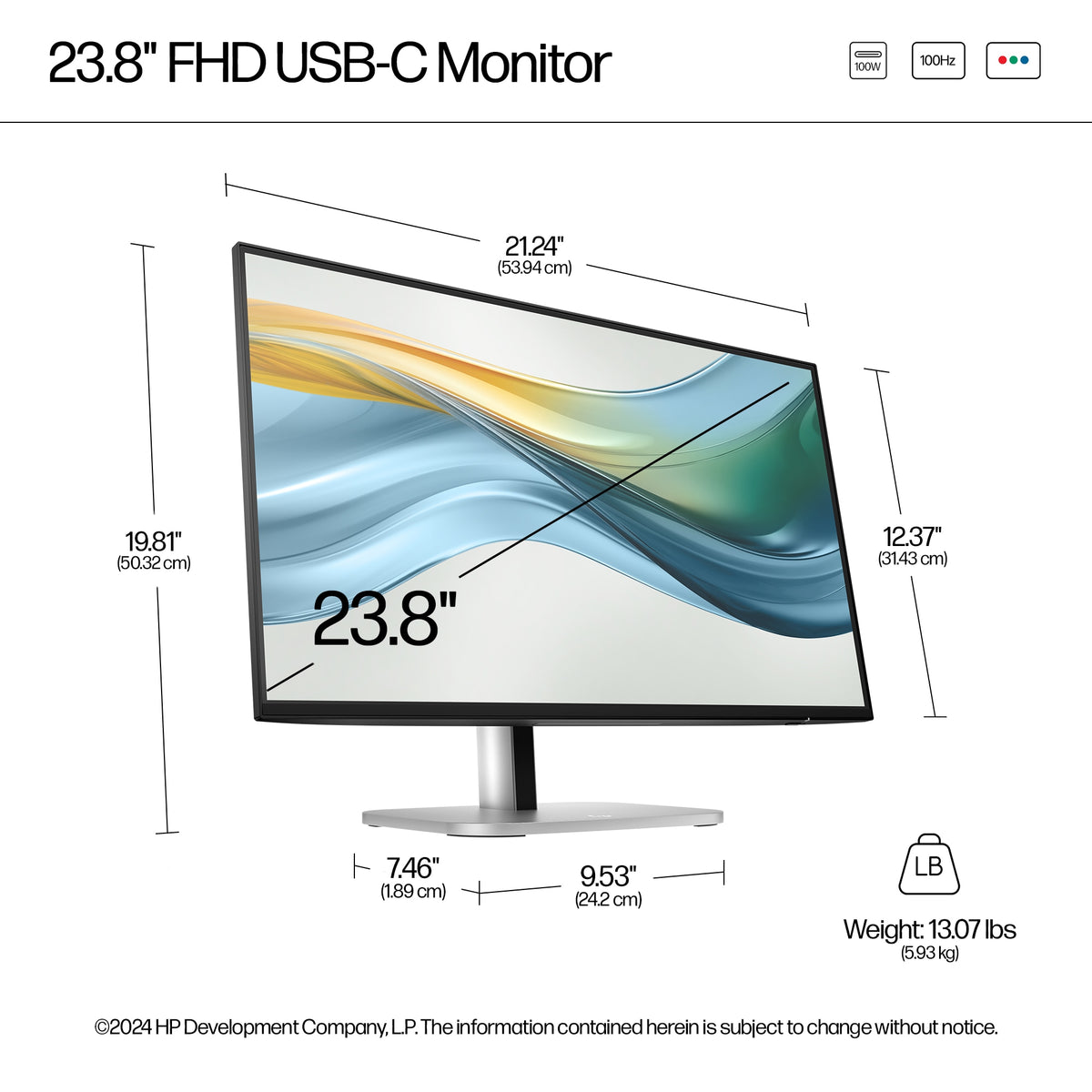 HP Inc. HP S5 Pro 524PU 23.8 FHD 16:9 1920X1080 IPS 350CD 1500:1 USB-C DP HDMI 3/3/0