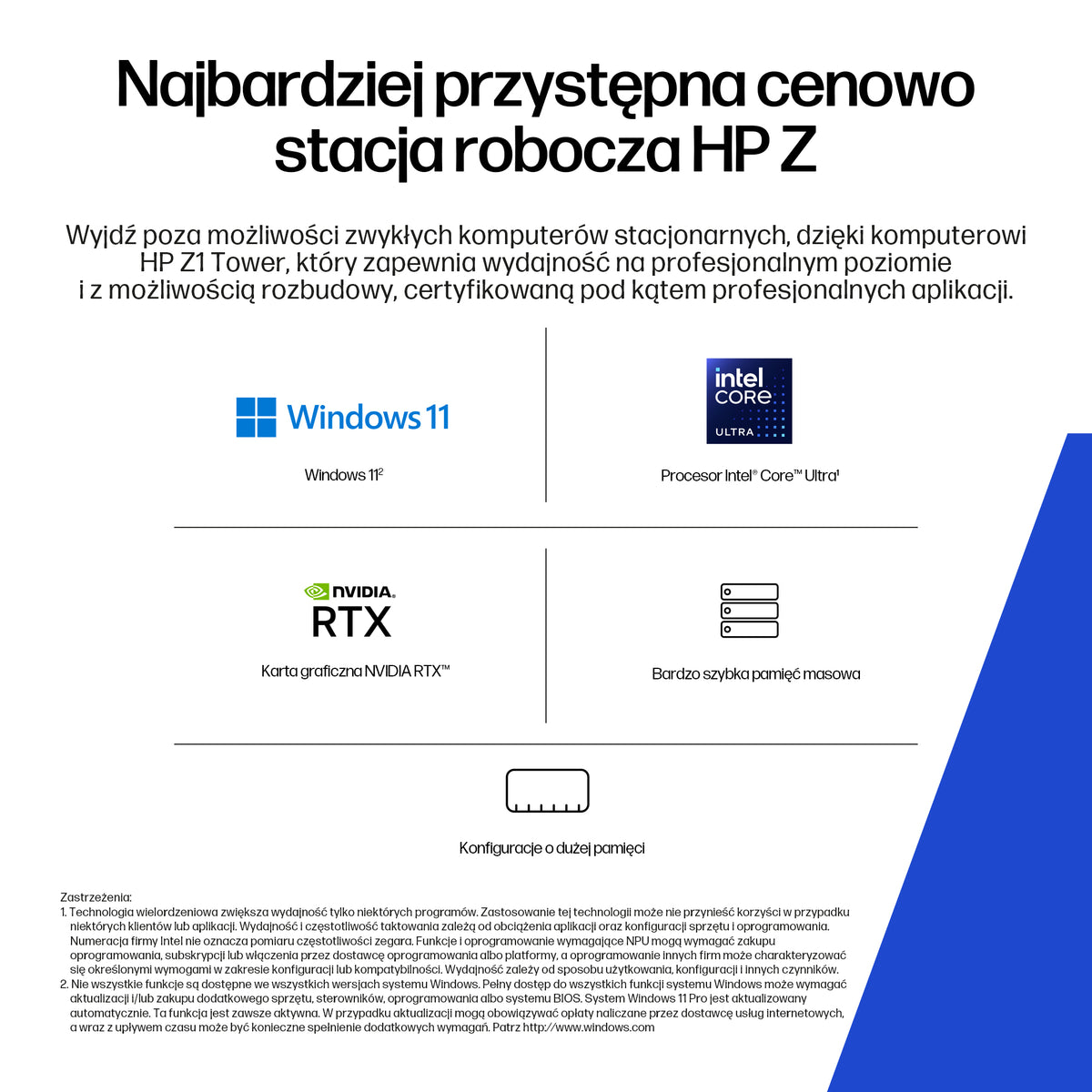 HP Inc. HP Z1 Tower G1i Ultra 7 265 1TB 32GB 2X16GB NVIDIA ProVis RTX A1000 8G W11P 3/3/3