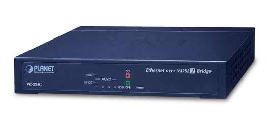 Planet VC-234G 4-Port 10/100/1000T Ethernet to VDSL2 Bridge - 30a profile w/ G.vectoring, RJ11