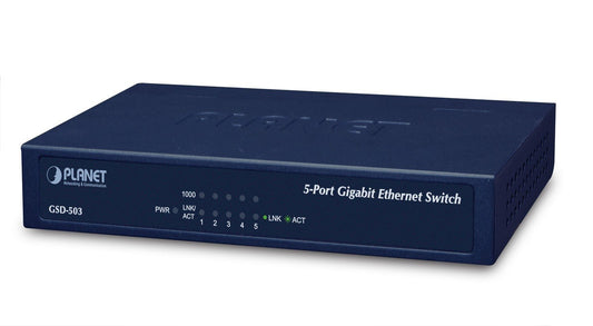 Planet GSD-503 5-Port 10/100/1000Mbps Gigabit Ethernet Switch (External Power) - Metal Case
