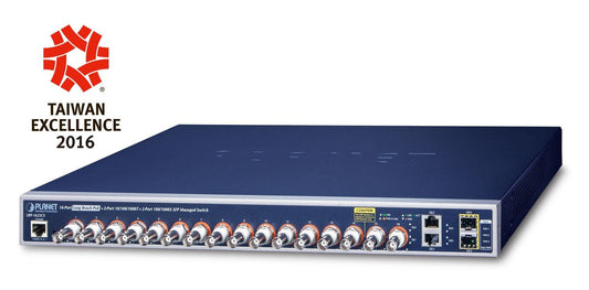 Planet LRP-1622CS IPv4/IPv6, 16-Port Coax + 2-Port 10/100/1000T + 2-Port 100/1000X SFP Long Reach POE over Coaxial Managed Switch (440W)