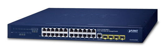 Planet GS-4210-24T4SR IPv4/IPv6, 24-Port 10/100/1000T + 4-Port 100/1000X SFP L2/L4 SNMP Manageable Gigabit Ethernet Switch with 36-72V Redundant Power  (support