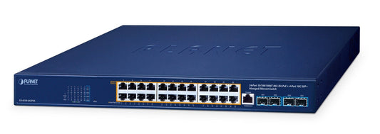 IPv6/IPv4, 24-Port 10/100/1000T 95W 802.3bt PoE + 4-Port 10G SFP+ Managed Switch (720W PoE budget, PoE PD alive check and schedule management, 250m Extend mode,