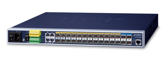 Planet MGSW-28240F L3 14*100/1G SFP with 4 shared 10/100/1000T + 10*1G/2.5G SFP + 4*10G SFP+ Managed Metro Ethernet Switch (AC+DC Power Redundant, 2xDI, 2xDO, C