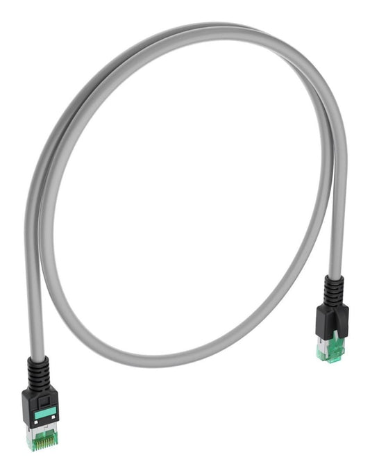 Fibrain Data Patchcord Cat.6 S/FTP 2m Grey Cable, Aqua Connector, Aqua Icon