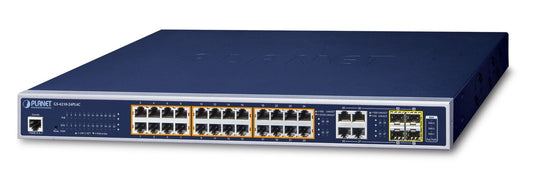 Planet GS-4210-24PL4C IPv6/IPv4, 24-Port Managed 802.3at PoE+ Gigabit Ethernet Switch + 4-Port Gigabit Combo TP/SFP (430W PoE Budget, 250m Extend mode, supports