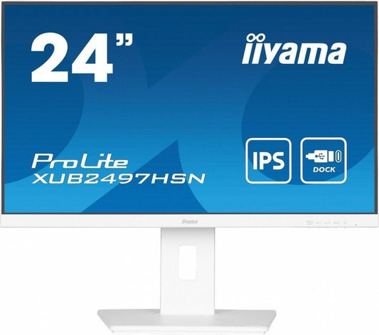 IIYAMA XUB2497HSN-W2 24inch IPS FHD 300cd/m2 1ms HDMI DP DP OUT 3xUSB 3.2 USB C 7.5W LAN Speakers 15cm Height Adj. Stand White