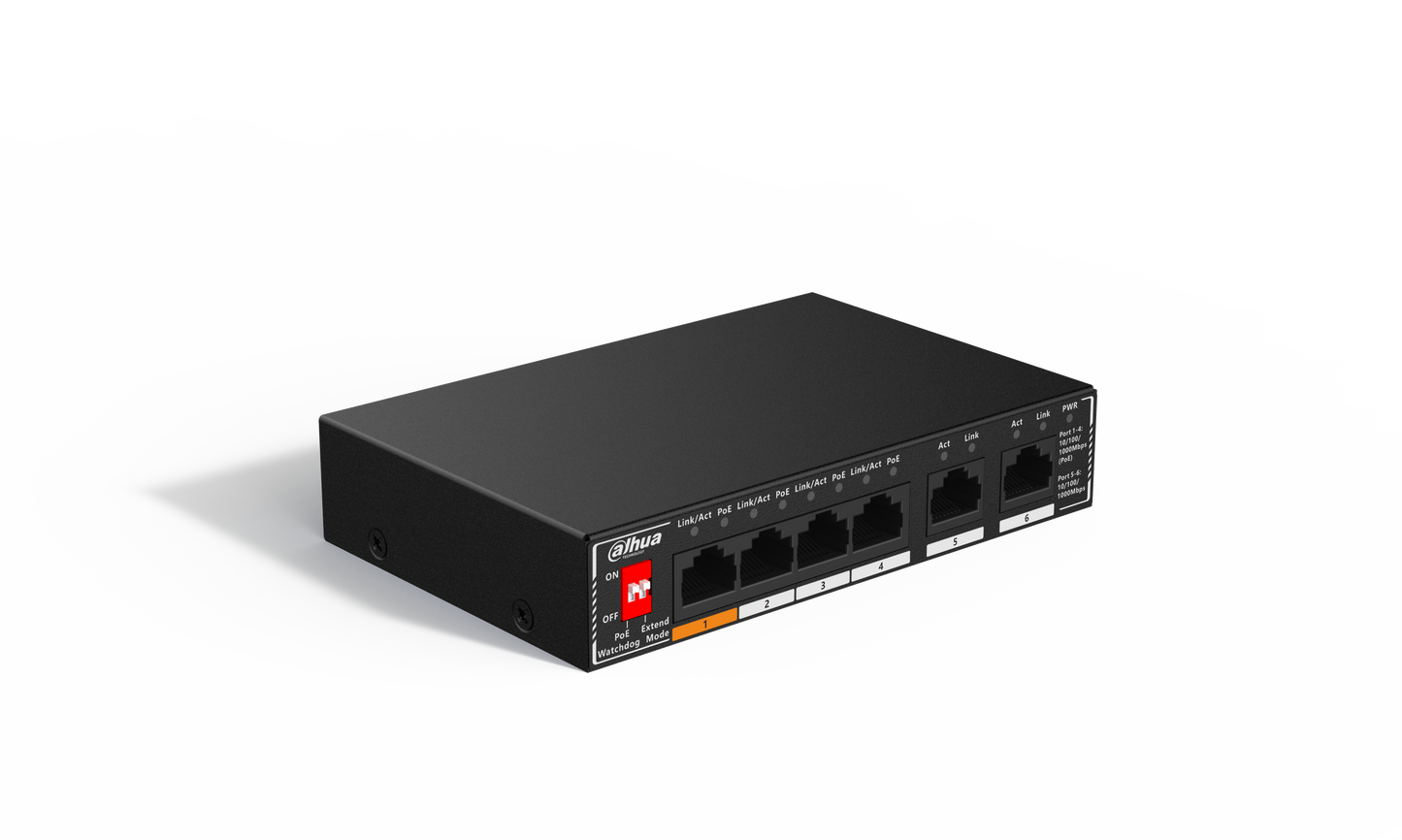 Dahua SG1006P 6-Port Unmanaged Gigabit PoE Switch with 4-Port PoE