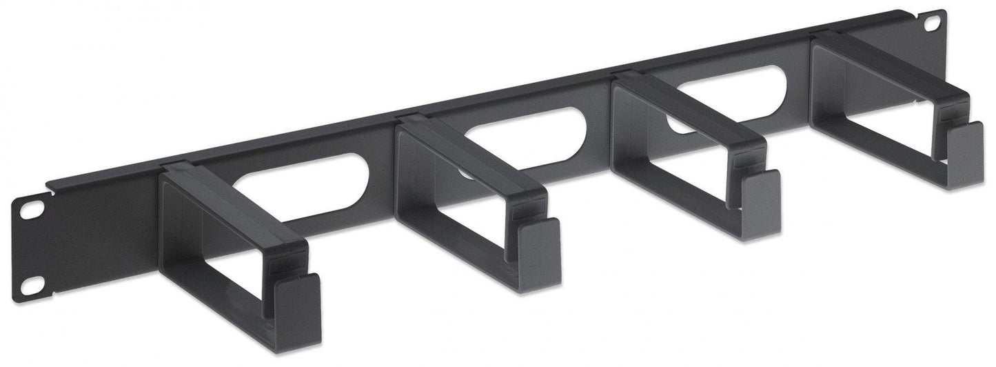 Intellinet 19" Cable Management Panel, 1U, 4 long plastic rings, Black