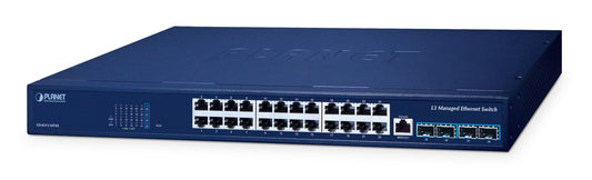 Planet GS-6311-24T4X Layer 3 24-Port 10/100/1000T + 4-Port 10G SFP+ Managed Ethernet Switch (hardware-based Layer 3 RIPv1/v2, OSPFv2 dynamic routing, supports E