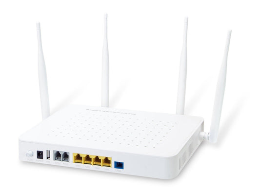 Planet GPN-400ACV GPON HGU with 4-Port 10/100/1000T LAN, 1200Mbps 802.11AC Wireless, 2-Port FXS (Download 2.5G/Upload 1.25G, 2x2 MIMO, VLAN, SIP/H.248/T.38 FAX)