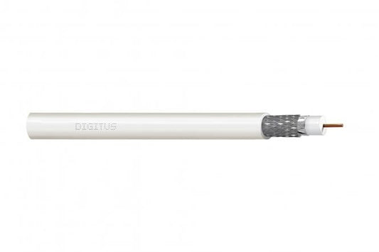 Coaxial cable DIGITUS RG-6, 75 Ohm, shield (2 x foil + 77% coverage braid), Eca, PVC, 305m, white, reel