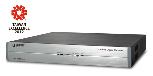 Planet UMG-1000 Desktop Unified Office Gateway, 1*WAN, 3*LAN, 100 registration, 30 concurrent call, IP PBX + 4*FXO, Mail Server, Fax Server, Network security, Q