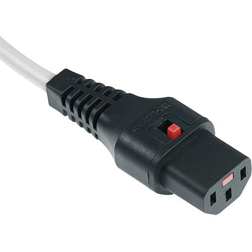 IEC C14/IEC C13 Straight M/F 1m White Power Cable with IEC LOCK