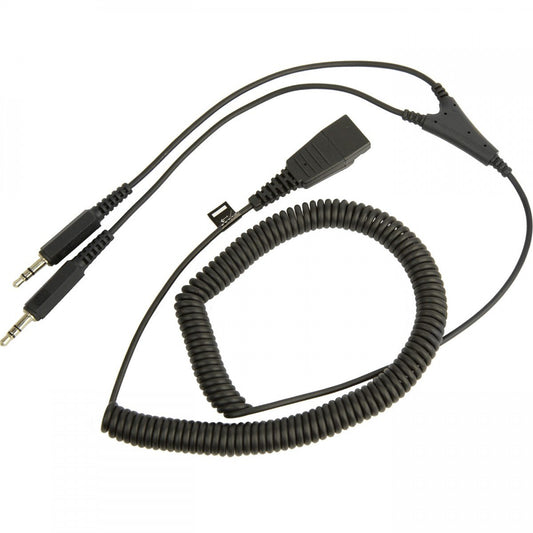 QD Cord to 2x 3,5mm pin plug , coiled, 0,5 - 2 meters; for GN2100, GN2000, GN2200