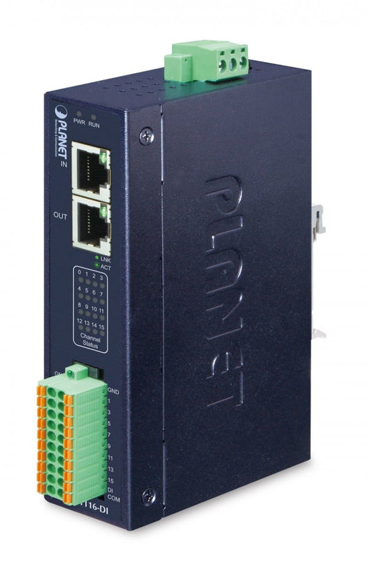 Planet IECS-1116-DI Industrial EtherCAT Slave I/O Module with Isolated 16-ch Digital Input (-40 to 75 C, 9~48V DC, 2 x RJ45 bus interface, BECKHOFF conformance