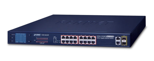 Planet FGSW-1822VHP 16-Port 10/100TX 802.3at PoE + 2-Port 10/100/1000T + 2-Port 1000X SFP Ethernet Switch with smart color LCD (300W PoE Budget, Standard/VLAN/E
