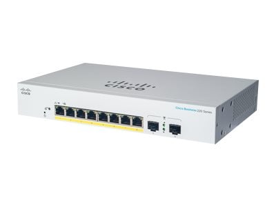 Cisco Business 220 Series CBS220-8FP-E-2G - Switch smart 8 x 10/100/1000 (PoE+) + 2 x Gigabit SFP (uplink) rack-mountable PoE+ (130 W) (CBS220-8FP-E-2G-EU)