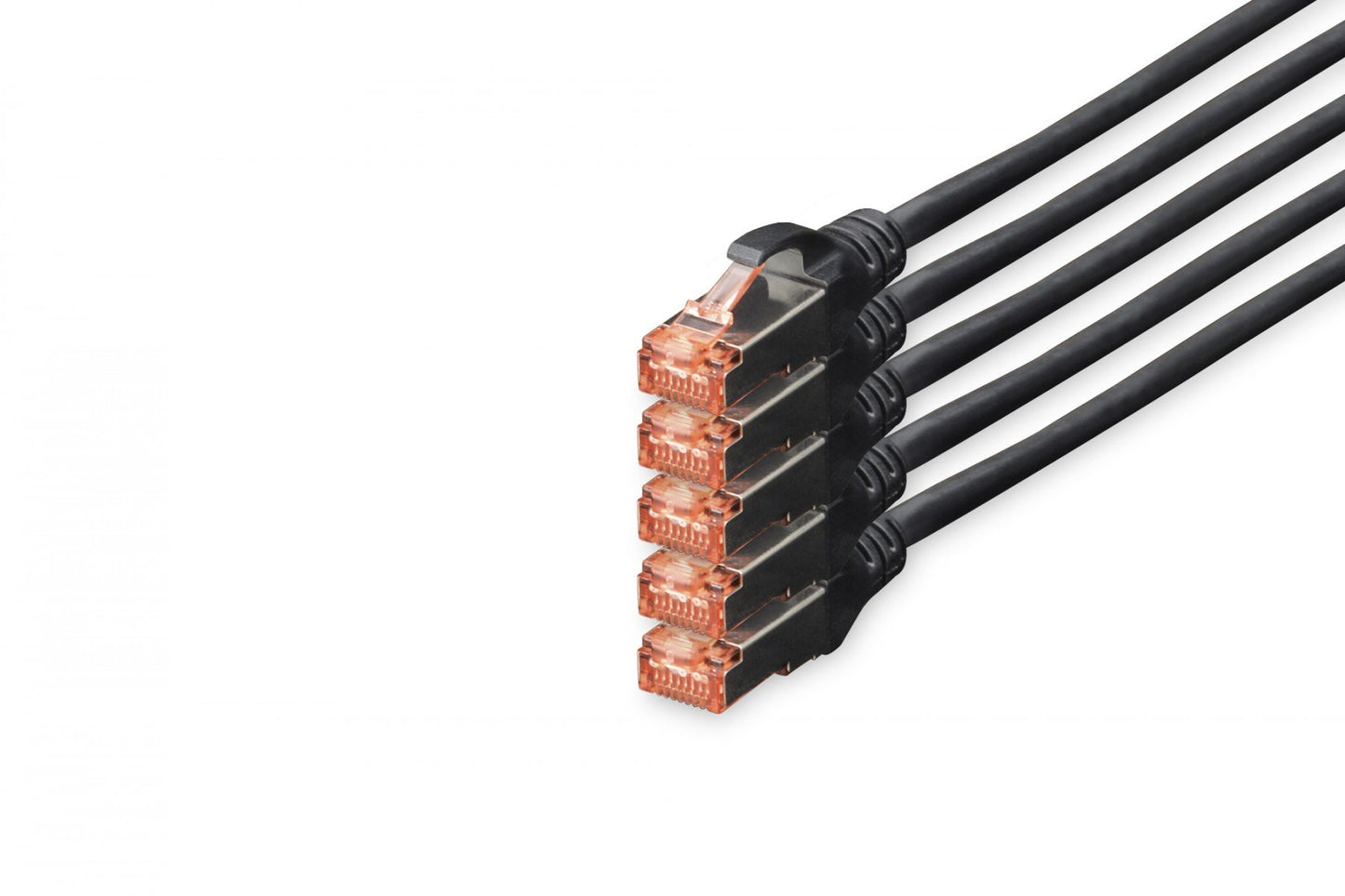 CAT 6 S-FTP patch cord, Cu, LSZH AWG 27/7, length 10 m, 5 pieces, color black