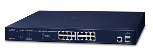 Planet GS-4210-16T2S IPv4/IPv6, 16-Port 10/100/1000Base-T + 2-Port 100/1000MBPS SFP L2/L4 SNMP Manageable Gigabit Ethernet Switch(supports ERPS Ring, CloudViewe