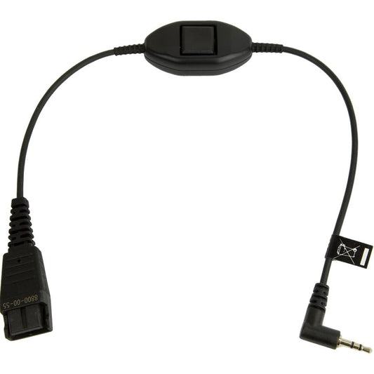 QD Cord to 2,5mm pin plug, straight, 0,3 meters, with call answering at cord, e.g. for Philips, Ericsson