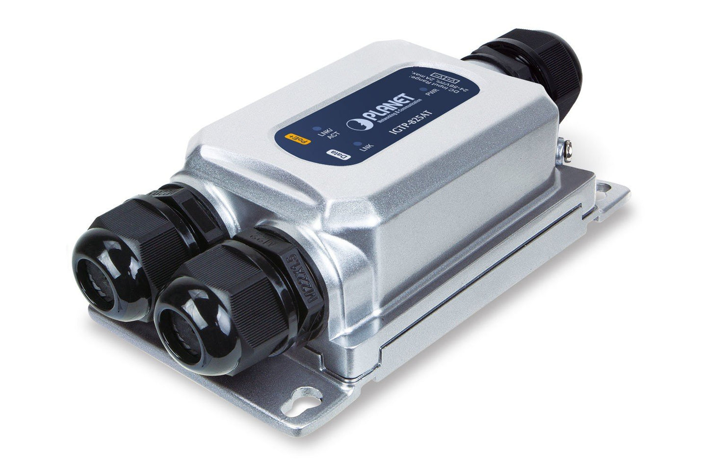 Planet IGTP-825AT IP67-rated Industrial 1000BASE-X SFP to 10/100/1000T 802.3at PoE+ Media Converter (24~56V power boost, -40~75 degrees C, IK10 impact protectio