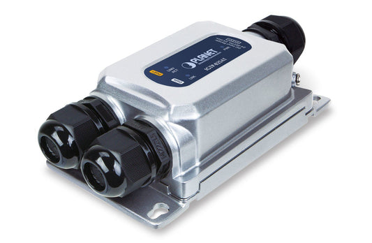 Planet IGTP-825AT IP67-rated Industrial 1000BASE-X SFP to 10/100/1000T 802.3at PoE+ Media Converter (24~56V power boost, -40~75 degrees C, IK10 impact protectio
