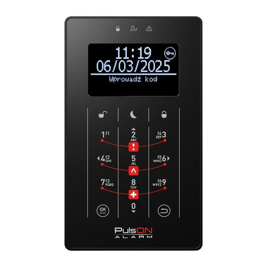 BCS PulsON LCD(BL)/S BL Sensory black LCD keypad with alarm inputs